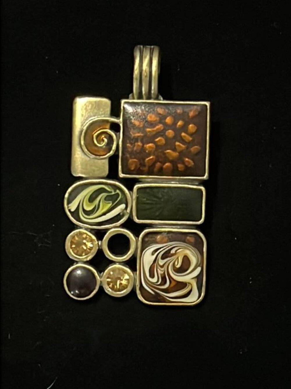 Midcentury Modern Style Brass Tone Rectangle Pendant
